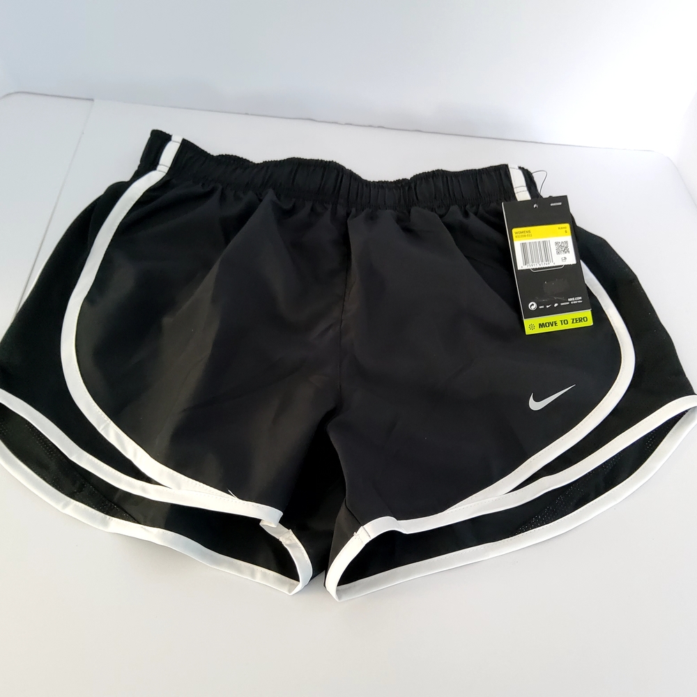 (NEW) Nike Womens Dri-Fit Running Shorts Black & White Mesh Sides Liner Size S - Picture 3 of 7